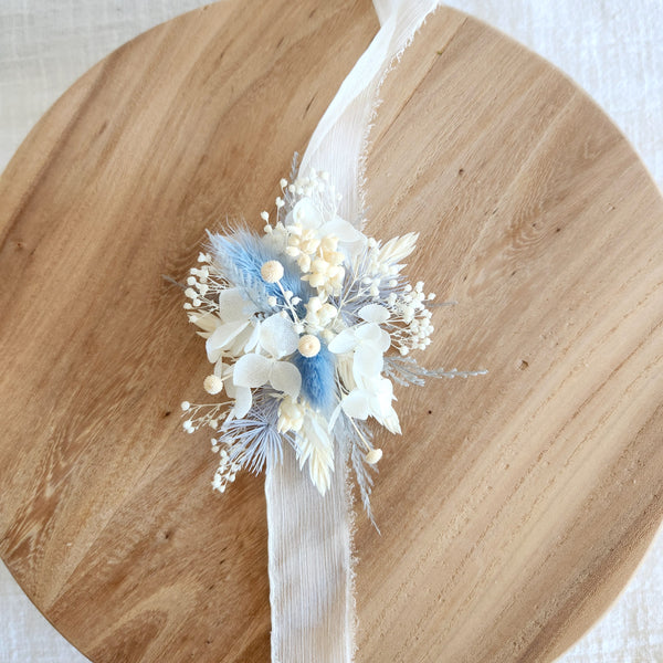 Dusty Blue Dried Flower Crown, Hair Comb, Corsage, Wedding Flowers, Event Flowers