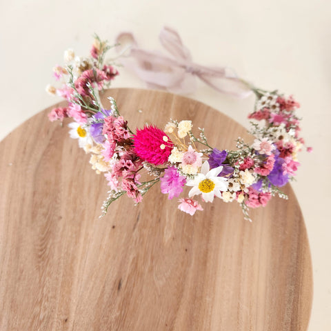 Spring Wildflower Crown, Colourful Hair Accessory, Dried Flower Halo, Event Flowers