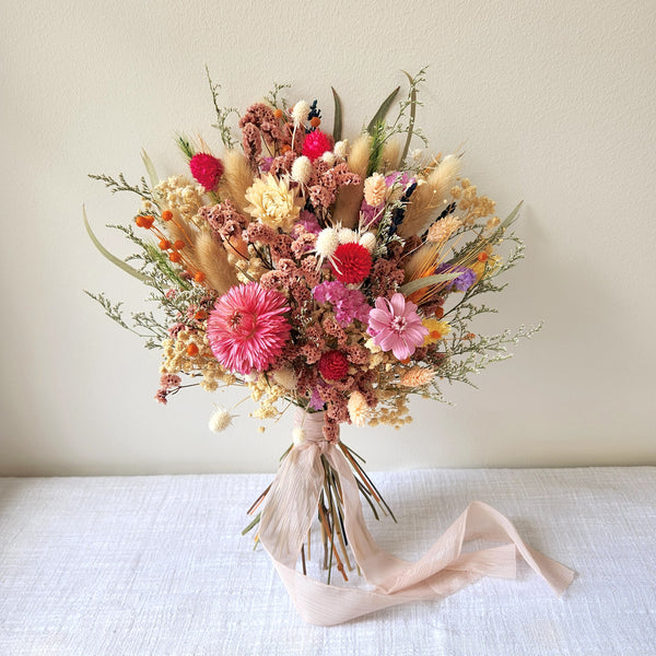 Spring Wild Flower Bouquet, Colourful Dried Flower Bouquet, Wedding Flower Arrangement