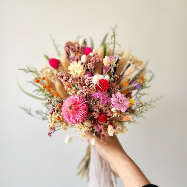 Spring Wild Flower Bouquet, Colourful Dried Flower Bouquet, Wedding Flower Arrangement