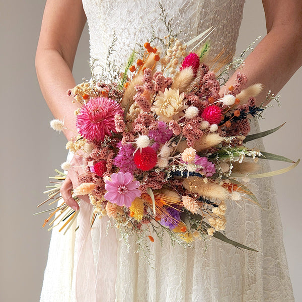 Spring Wild Flower Bouquet, Colourful Dried Flower Bouquet, Wedding Flower Arrangement