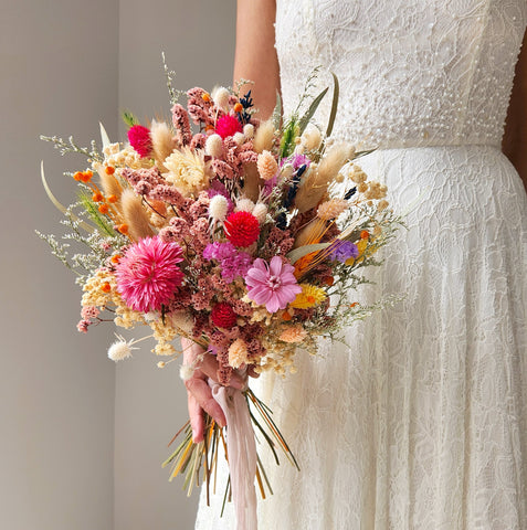 Spring Wild Flower Bouquet, Colourful Dried Flower Bouquet, Wedding Flower Arrangement