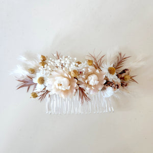 Boho Neutral Tone Dried Flower Wedding Floral Accessories, Hair Comb, Pocket Flower, Wrist Flower