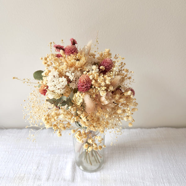 Small Dainty Blush Dried Flower Bunch, Boho Dried Flower Bouquet, Wedding Flower