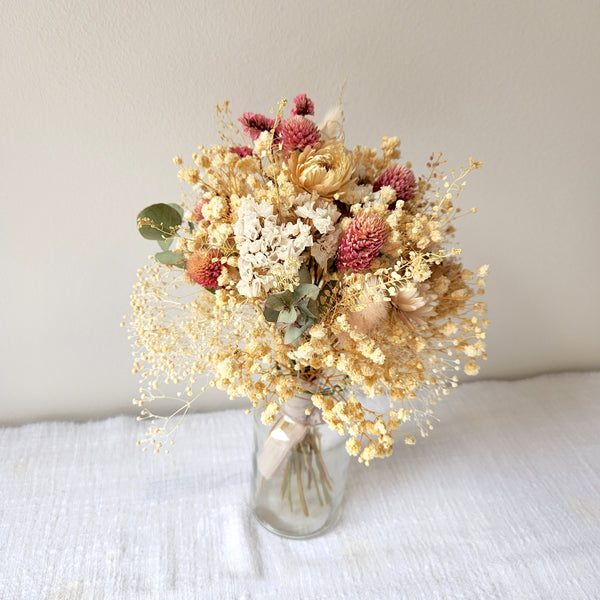 Small Dainty Blush Dried Flower Bunch, Boho Dried Flower Bouquet, Wedding Flower