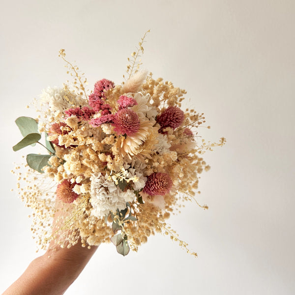 Small Dainty Blush Dried Flower Bunch, Boho Dried Flower Bouquet, Wedding Flower