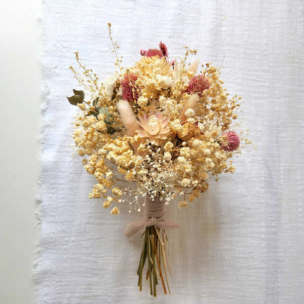 Small Dainty Blush Dried Flower Bunch, Boho Dried Flower Bouquet, Wedding Flower