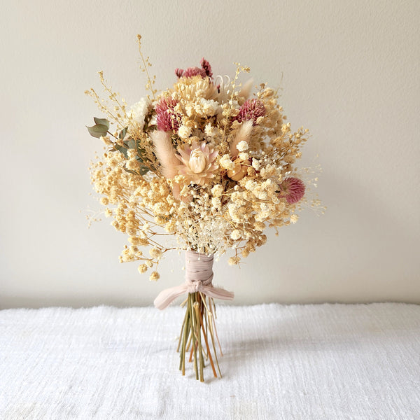 Small Dainty Blush Dried Flower Bunch, Boho Dried Flower Bouquet, Wedding Flower