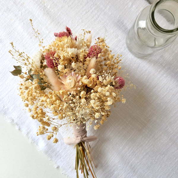 Small Dainty Blush Dried Flower Bunch, Boho Dried Flower Bouquet, Wedding Flower