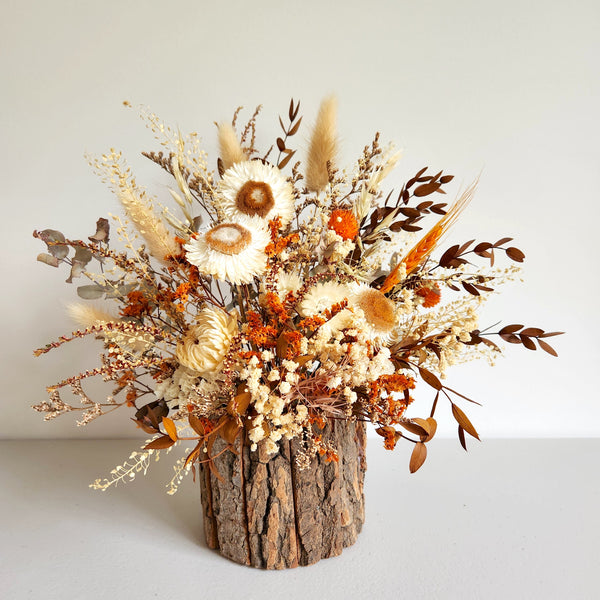 Rustic Flower Tree Vase Arrangement, Cream Daisy Flowers, Centrepiece, Home Decoration
