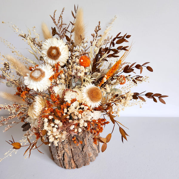 Rustic Flower Tree Vase Arrangement, Cream Daisy Flowers, Centrepiece, Home Decoration