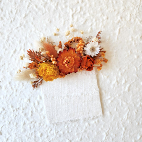 Brunt Orange Pocket Boutonnieres, Rustic Wedding Flower, Groom's Buttonhole