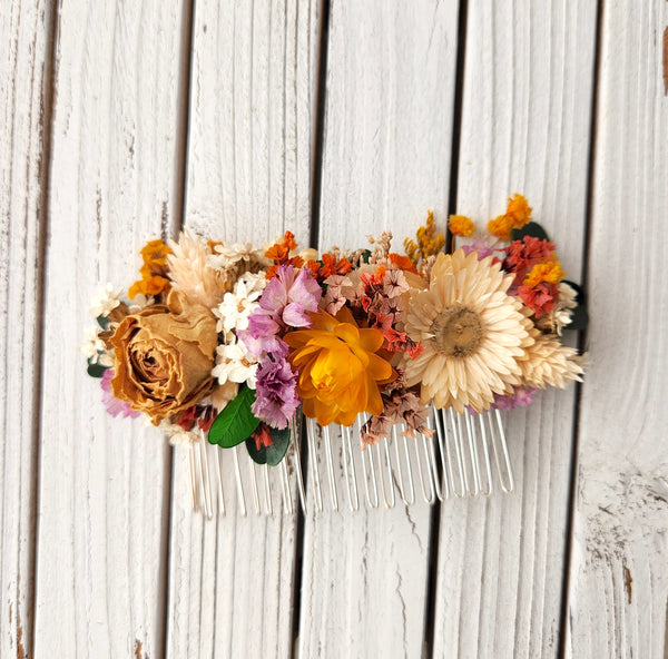 Colourful Wildflower Hair Combs, Dried Flowers, Wedding Flower,  Hair Comb, Photo Props