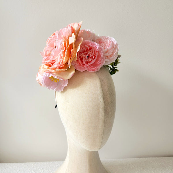Pink Flower Headband, Wedding Flower Crown, Event Hair Accessories