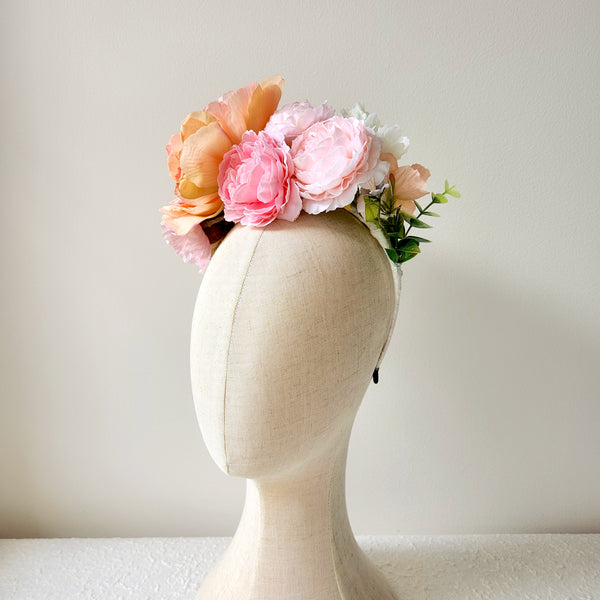 Pink Flower Headband, Wedding Flower Crown, Event Hair Accessories