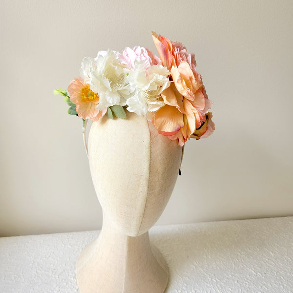 Pink Flower Headband, Wedding Flower Crown, Event Hair Accessories