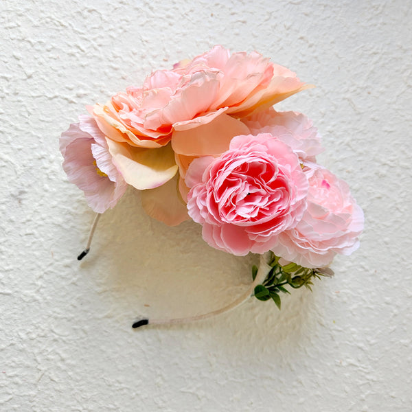 Pink Flower Headband, Wedding Flower Crown, Event Hair Accessories