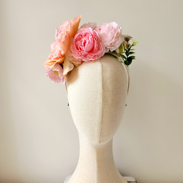 Pink Flower Headband, Wedding Flower Crown, Event Hair Accessories