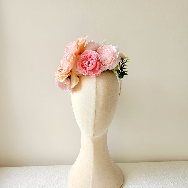 Pink Flower Headband, Wedding Flower Crown, Event Hair Accessories