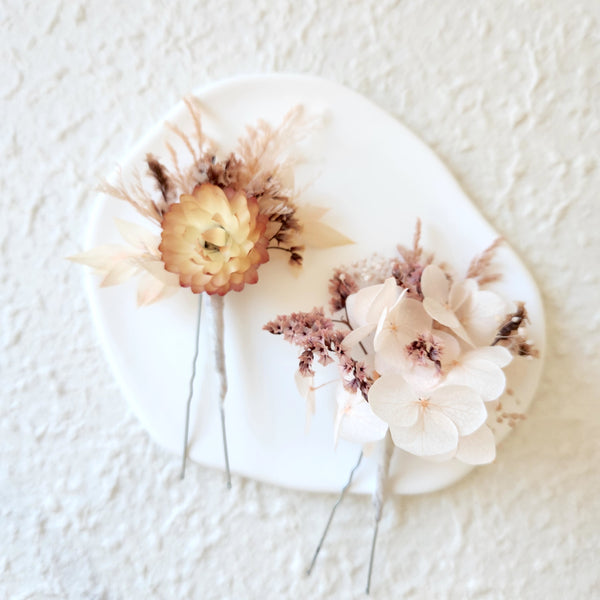 Pale Pink Dried Flower Hair Pins, Wedding Flowers, Event Flowers Hair Accessories