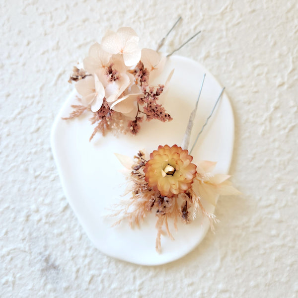 Pale Pink Dried Flower Hair Pins, Wedding Flowers, Event Flowers Hair Accessories