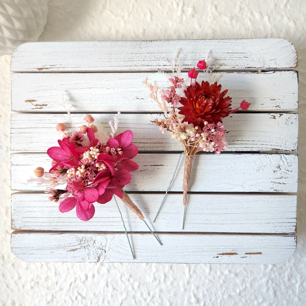 Fuchsia Dried Flower Hair Pins, Wedding Flowers, Event Flowers Hair Accessories