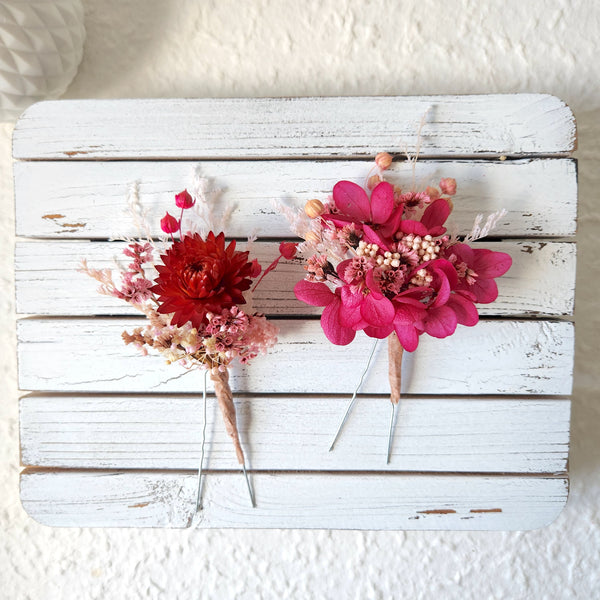 Fuchsia Dried Flower Hair Pins, Wedding Flowers, Event Flowers Hair Accessories