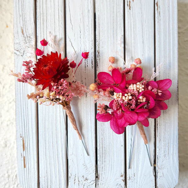 Fuchsia Dried Flower Hair Pins, Wedding Flowers, Event Flowers Hair Accessories