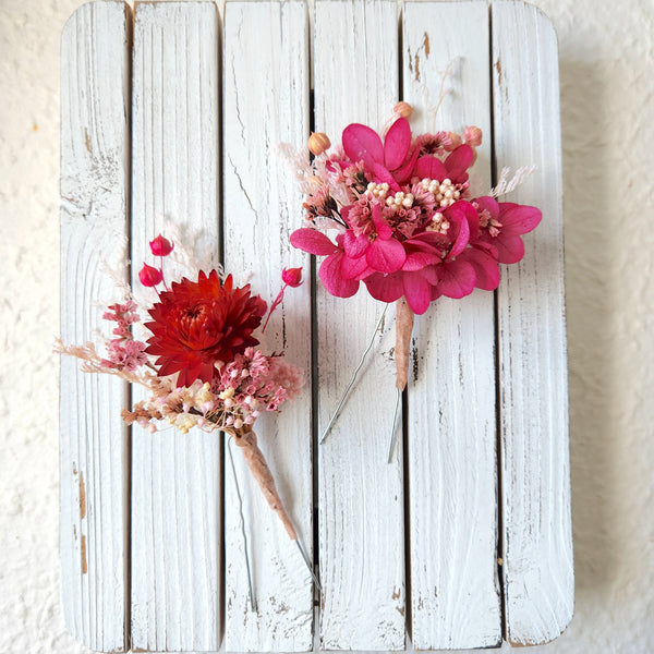 Fuchsia Dried Flower Hair Pins, Wedding Flowers, Event Flowers Hair Accessories