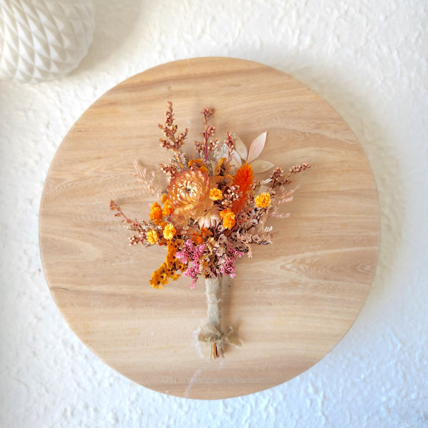 Pale Orange Dried Flower Boutonnieres, Autumn Dried Flowers, Wedding Flowers