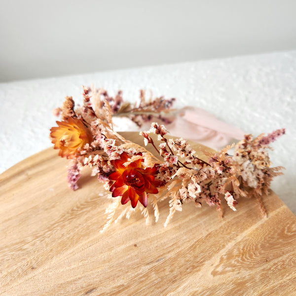 Pastel Pink Dried Flower Crown, Dainty Dried Flower Crown, Wedding Birthday Flowers