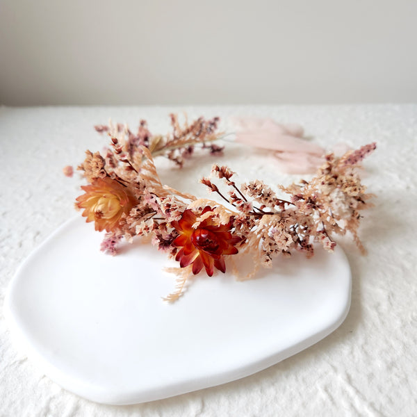 Pastel Pink Dried Flower Crown, Dainty Dried Flower Crown, Wedding Birthday Flowers