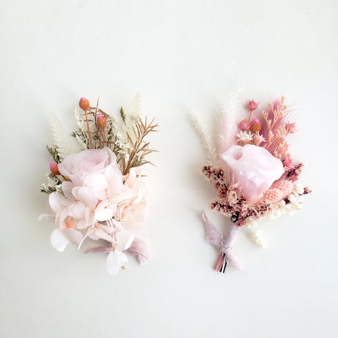 Pale Pink Rose Boutonnieres, Dried Flower Buttonhole, Wedding Flower
