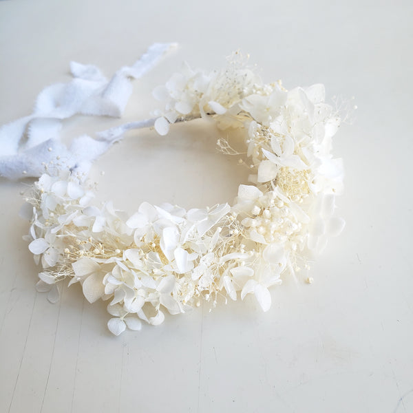 Hydrangea Dried flower crown, Flower Halo, Wedding Headpiece, White/ Ivory, Pink