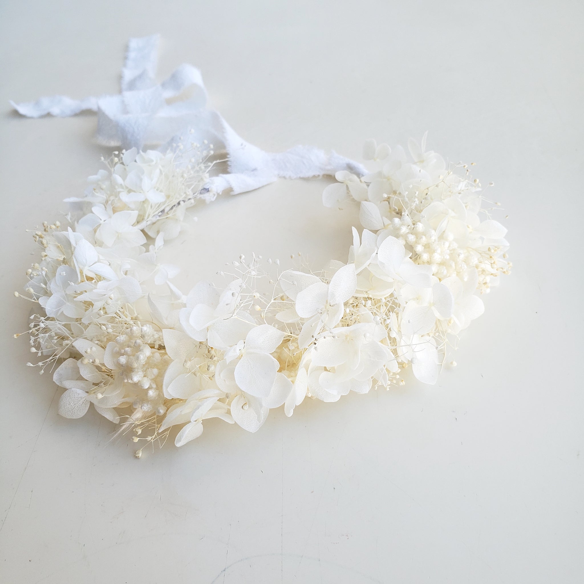 Hydrangea Dried flower crown, Flower Halo, Wedding Headpiece, White/ Ivory, Pink