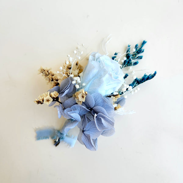 Dusty Blue Dried Flower Wedding Bouquet, Teal Blue