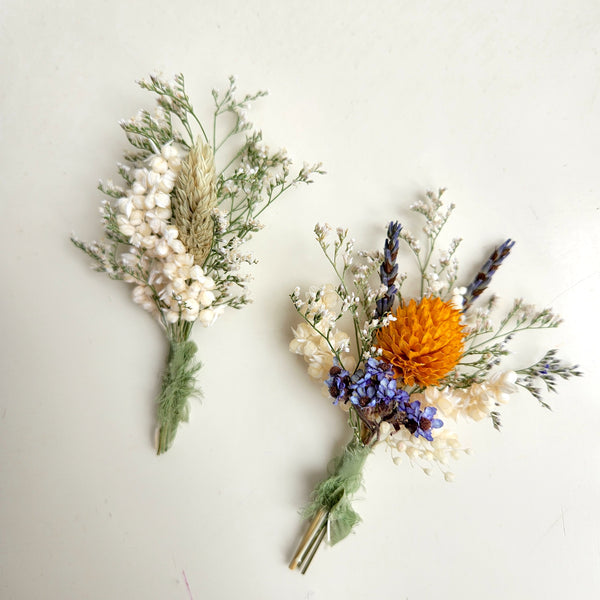 Boho Dried Flower Boutonnieres, Wedding Floral Arrangement