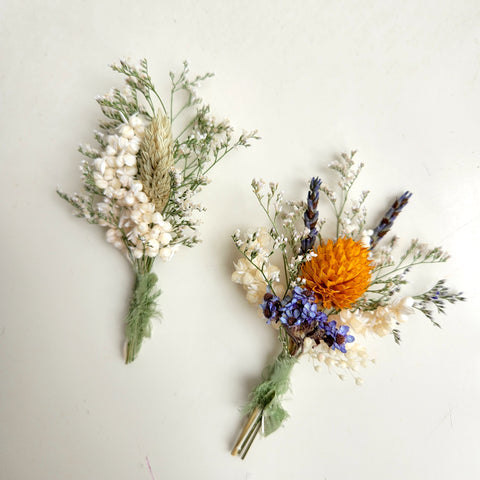 Boho Dried Flower Boutonnieres, Wedding Floral Arrangement