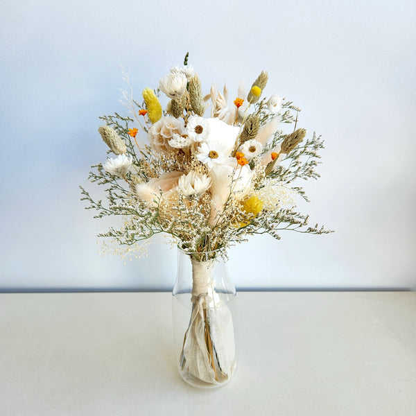 Dainty Dried Flower Wedding Bouquet, Ivory, Champagne